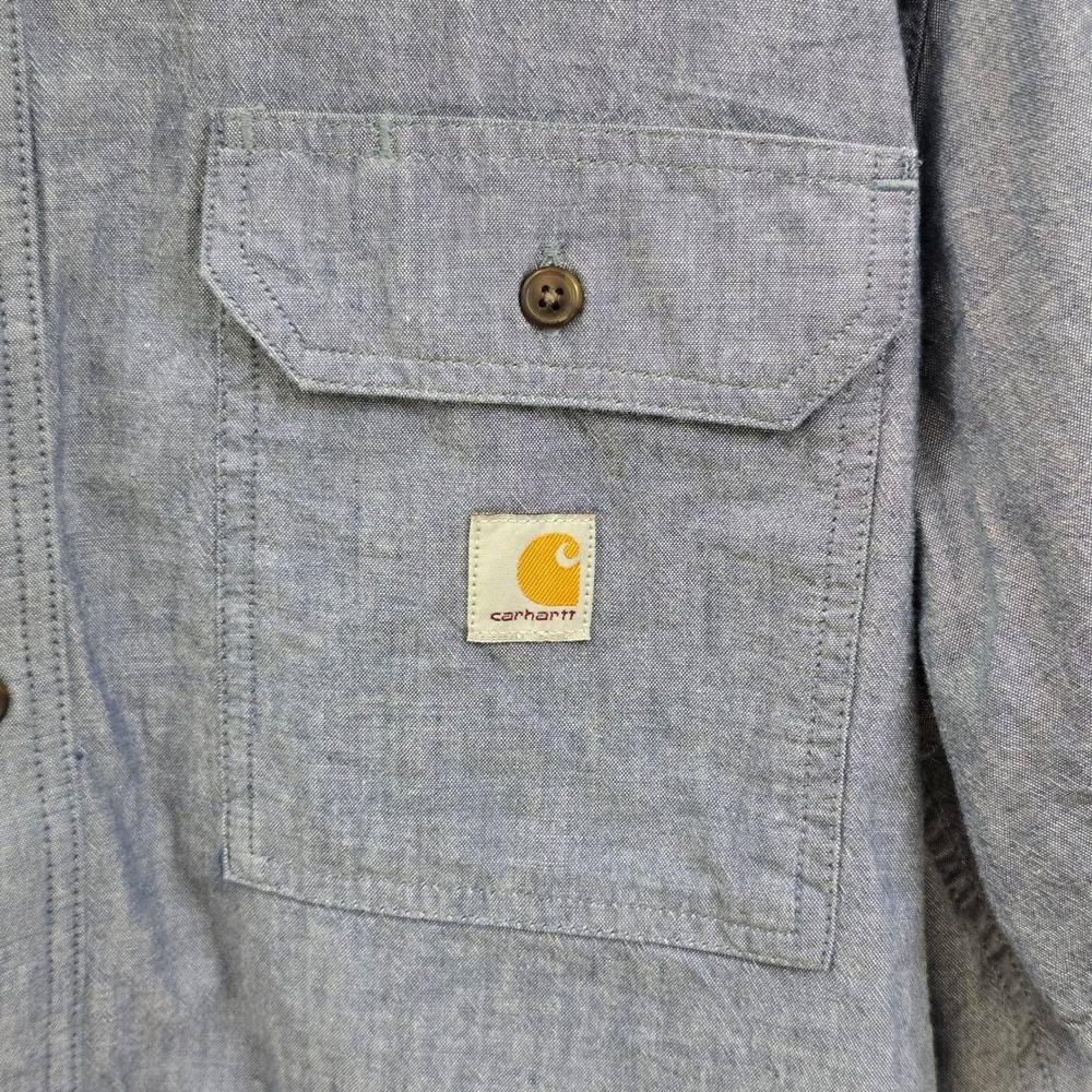Carhartt Mens XL Loose Fit Short Sleeve Chambray Button Down Work Shirt TW4369-M - Picture 4 of 5